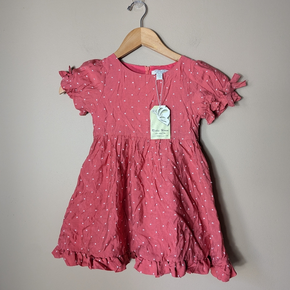 NWT Richie House Los Angeles pink polka dot dress size 4/5